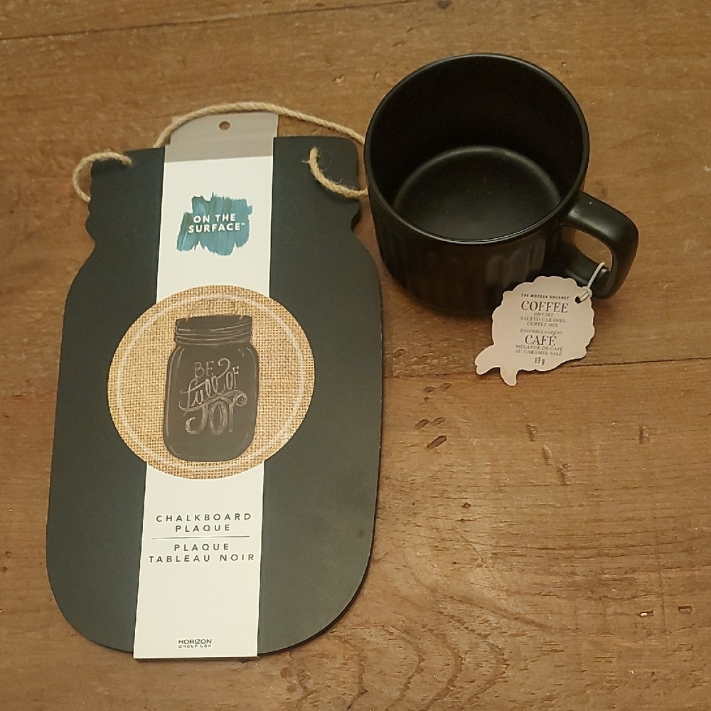 Black Chalkboard Plaque with Mug